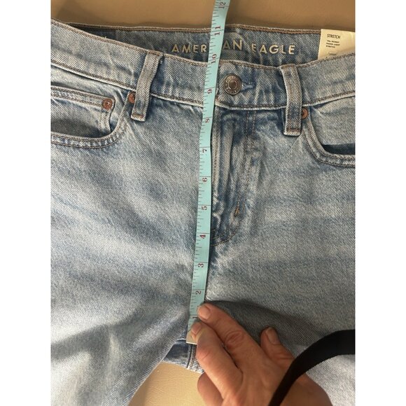 American Eagle 90s Skinny High Rise Stretch Blue Jean 27 W 4 Regular Raw Hem NWT - Picture 11 of 14